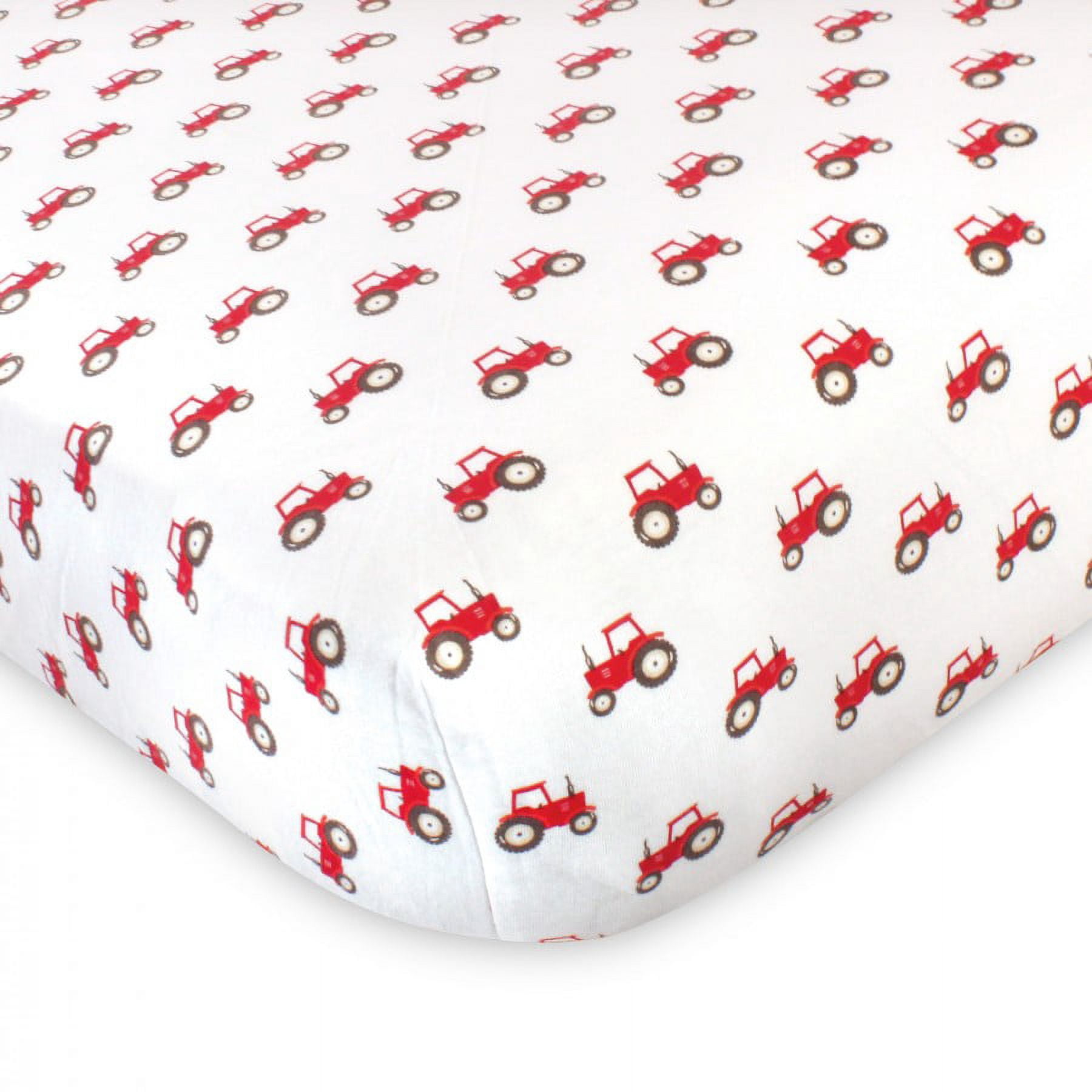 Hudson Baby Infant Boy Cotton Fitted Crib Sheet, Tractor and Cow, One Size