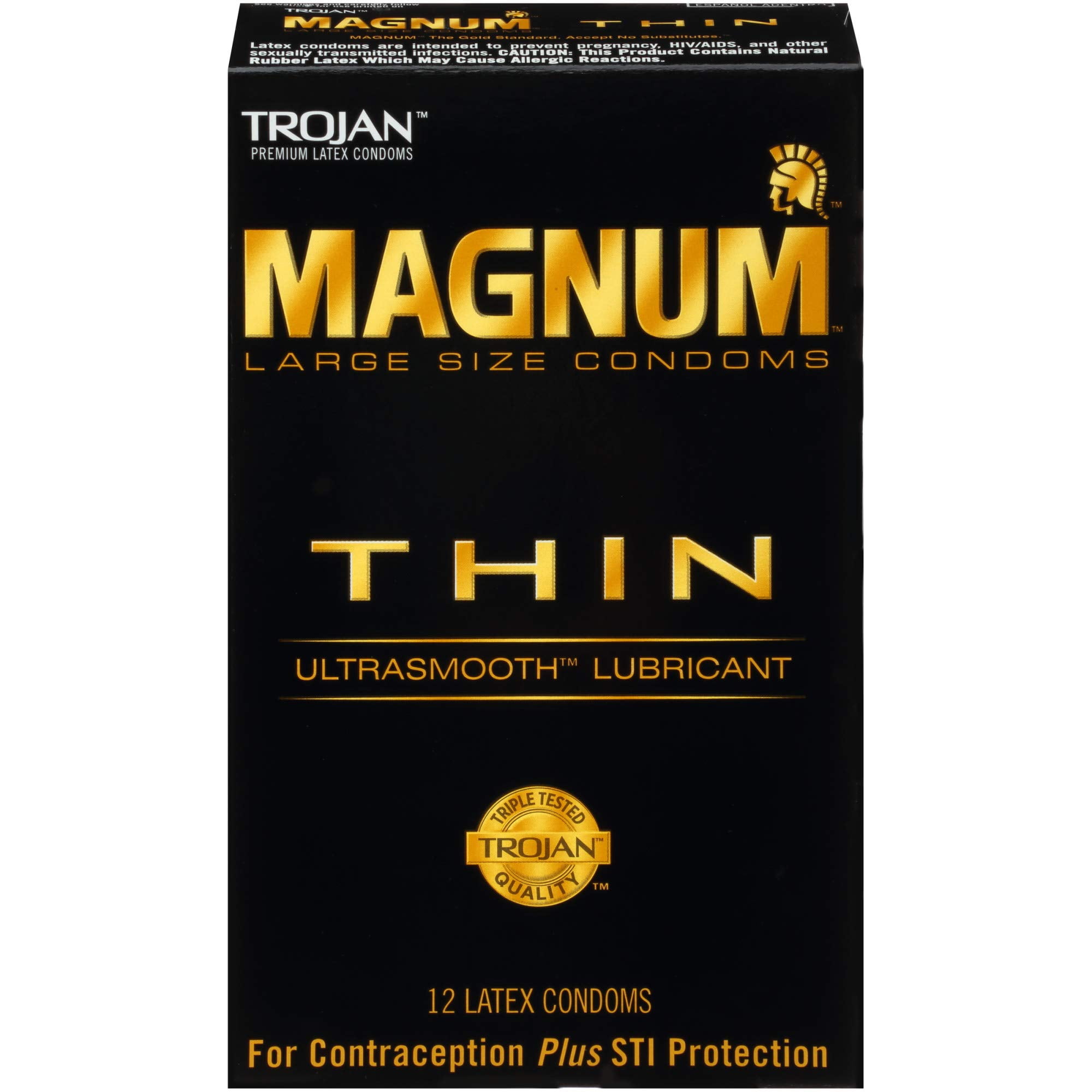 Preservativos Trojan Magnum Thin de gran tamaño lubricados 12 unidades ...