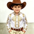 thumbnail image 2 of Wxolcjlv Boys Floral Buttons Up Shirt Western Cowboy Turn Down Collar Long Sleeve Shirt, Sizes 4-13, 2 of 4
