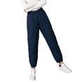 thumbnail image 2 of Women Winter Pants - Elastic High Waist Quilted Pants Diamond-shaped Texture Design Thickened Warm Sweatpants, 2 of 7