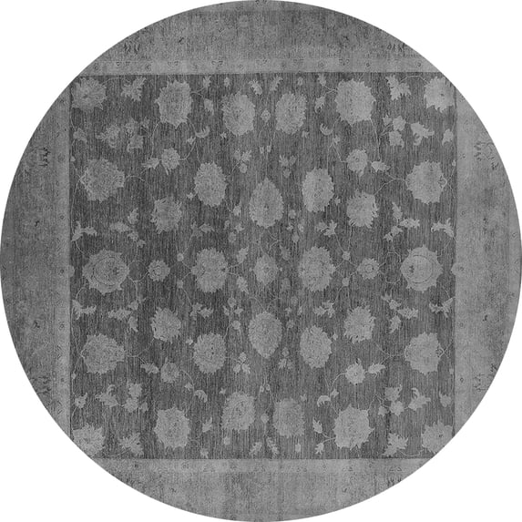 Ahgly Company Indoor Round Oriental Gray Industrial Area Rugs, 6' Round