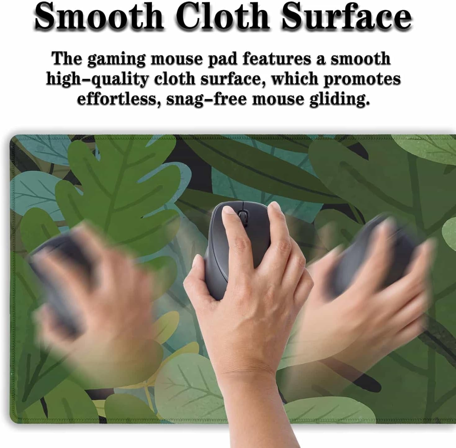 Full Desk Mat Green Gaming Mousepad XXL, Large Desk Pad for Keyboard and Mouse, Neutral Mouse Pad Waterproof Non-Slip Rubber Base, 35.4" X 15.7" for Work/Game/Office/Home Monstera Leaves Anime