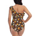 thumbnail image 5 of Easygdp Skulls Women's One Shoulder Ruffle Monokini Bathing Suits with Removable Chest Pad, Quick Drying - Large, 5 of 8