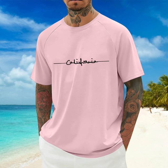T-shirt Graphique Lettre Ville Mode Urbaine Manches Raglan Col Rond Confort Quotidien pour Hommes avec Ambiance Décontractée Quotidienne