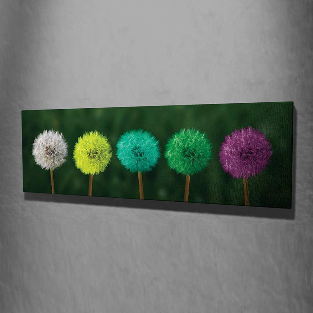 Dorm 12 x 31 Bedroom Wooden Thick Frame Painting Flower - Wall Hanging for Living Room Five Different Colored Dandelion Size LaModaHome Beauty of Nature Canvas Wall Art 