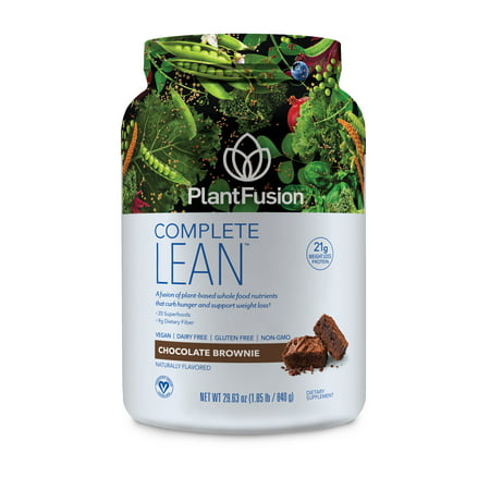 PlantFusion Lean Plant Based Weight Loss Protein Powder, Chocolate Brownie, 1.8 Lb, 20 (Best Vegan Protein Powder For Weight Loss And Meal Replacement)