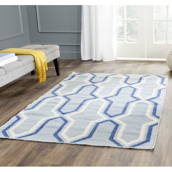 Safavieh Dhurries Alexis Geometric Area Rug, Light Blue/Dark Blue, 2'6" x 4'