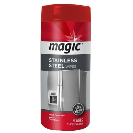 Magic Stainless Steel Wipes - Removes Fingerprints, Residue, Water Marks and Grease From Appliances - Works Great on Refrigerators, Dishwashers, Ovens and More - 30 Count 1
