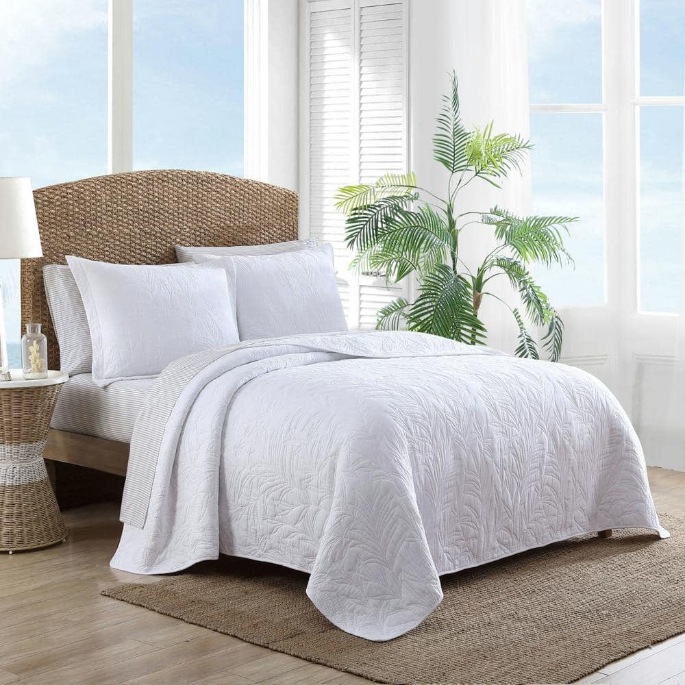 Solid Costa Sera Stitch 1-Piece White Solid Cotton King Quilt