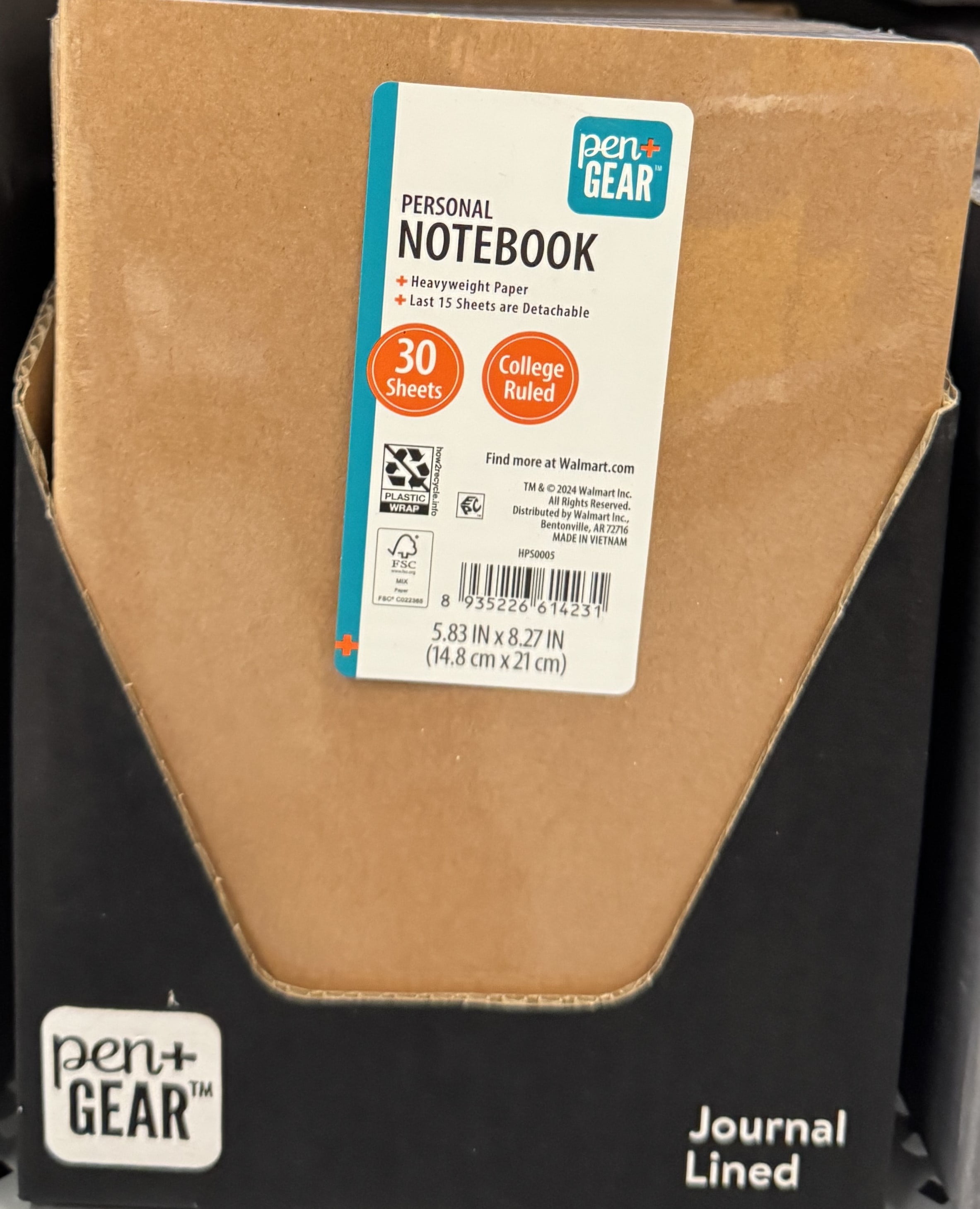 Pen+Gear Personal Notebook, College Ruled, 30 Sheets, Brown