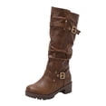 thumbnail image 3 of THDHVS Boots for Women,Womens Shoes,Fashion and Casual Versatile Cool Belt Buckle Eye-Catching Fall and Fashion Style Comfortable Thick Heel High Boots Coffee, 3 of 7