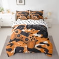 thumbnail image 3 of Feelyou 3D Games Console Bedding Comforter Set 7 Pieces for Boys, Modern Gaming Gamer Full Bedding Set, Orange Cartoon Camouflage Reversible Fitted Sheet Flat Sheet, Lightweight Room Decor, 3 of 9