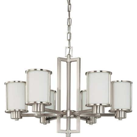 

Chandeliers 6 Light With Brushed Nickel Finish Metal Medium Base 28 inch 360 Watts
