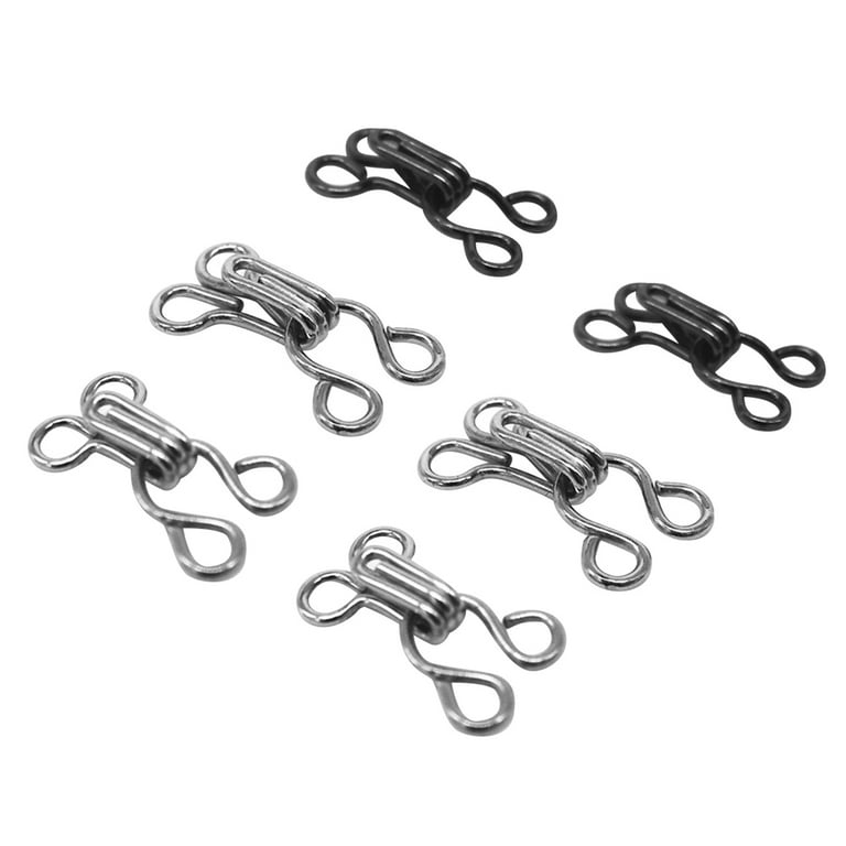 100 Set Invisible Sewing Hook and Eye Closure for Clothing Bra Jacket Hooks  Replacement Sewing Craft Buckle Accessories (Color : Black, Size : 17mm)