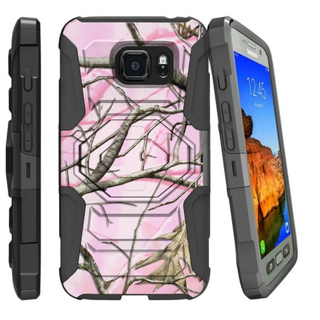 [ Galaxy 7-Active Case ][ G891-Active] Samsung S7 Active [Armor Reloaded] Rugged Case with Kickstand and Belt Clip - Pink Hunters