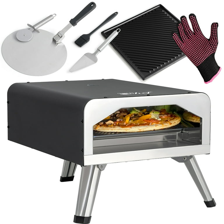 Deco Chef 13-inch Electric Pizza Oven 2-in-1 Pizza Stone and Grill - Black