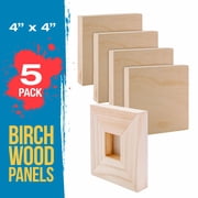 U.S. Art Supply 4 x 4 Birch Wood Paint Pouring Panel Boards, Studio 3/4 Deep Cradle (Pack of 5)
