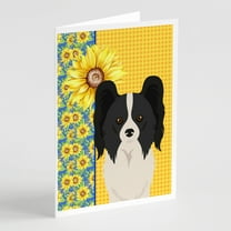 Summer Sunflowers Black and White Papillon Greeting Cards and Envelopes Pack of 8 7 in x 5 in