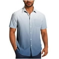 thumbnail image 4 of Yaoyar Gradient Printed Button-Down Collar Short Sleeve Cardigan Shirt for Men Stylish Lapel Top Casual Versatile Daily Wear Smart-Casual Active Tees, 4 of 5