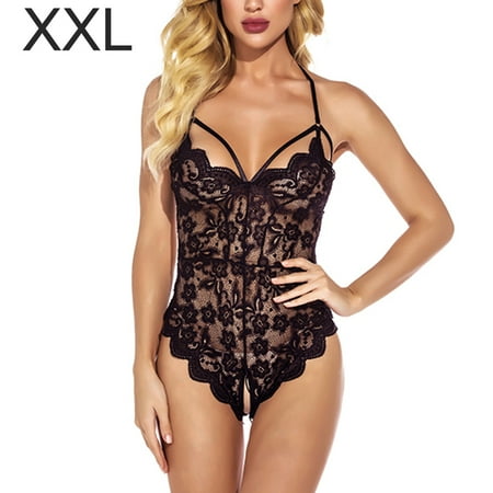 

Women Lace Bodysuit Ladies Sexy Strap Neck Lingerie Sleepwear V