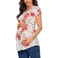 thumbnail image 2 of ZTTD Women's Maternity Nursing Tops Breastfeeding Floral Printed Top Shirt Double Layer Soft Short Sleeve Pregnancy Clothes, 2 of 8