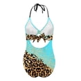 thumbnail image 5 of Nrmvnmi Women Two Piece High Neck Bikini Set Leopard Print Cutout Swimsuit Criss Cross Bandage Bathing Suit with Bottom Mothers Day Gifts, 5 of 5