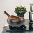 thumbnail image 6 of Flat Bottom Cast Iron Wok,Large Belly Shape Frying Wok with Wood Lid & Handle, Universal Cooking Pot for Stir-frying or Stewing, Multi-Cookware Suitable for Home and Restaurant, 6 of 6