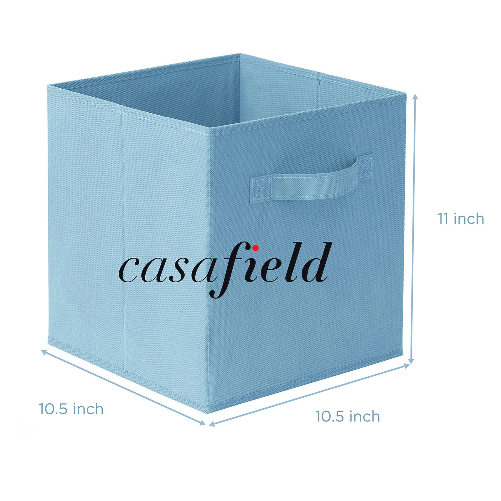 Casafield Set of 12 Fabric Storage Cube Bins, Baby Blue - 11" Collapsible Foldable Cloth Baskets for Shelves and Cubby Organizers