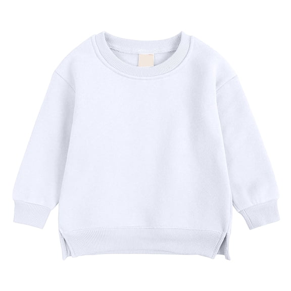 Emitonse Cotton Long Sleeve Tee Shirts Girls/Boys/Kids Long Sleeve T Shirts Crewneck Basic Long Sleeve Tee Shirts White,Size 4-5 Years