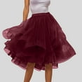 thumbnail image 2 of Fsqjgq Tulle Skirts for Women A Line Elastic Waist Tiered Layered Puffy Midi Long Party Tutu Skirt Puffy Petticoat Carnival Mesh Dance Skirts, 2 of 4