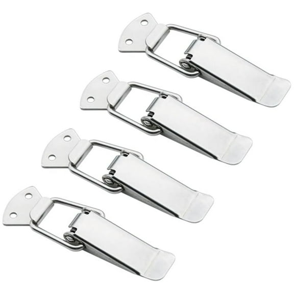 Topboutique Latch, Couch Connectors, Hardware Tone Spring Loaded Toggle Latches,Silver Catch Hasp Clamp Clip Lock, Stainless Steel Tone Spring Loaded Toggle Latch Hasp for Sofa/Cabinet,4 Pack