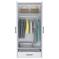 thumbnail image 5 of Cterwk 2 Doors Armoire with 1 Drawer and Hanging Rod, Clothes Storage Cabinet for Living Room, Bedroom, White, 5 of 9