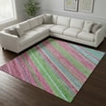 thumbnail image 2 of HomeRoots 677297 10 x 14 ft. Blush Green & Blue Striped Washable Machine Made Rectangle Area Rug with UV Protection, 2 of 9