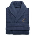 thumbnail image 5 of Authentic Hotel and Spa  Midnight Blue with Gold Monogrammed Herringbone Weave Turkish Cotton Unisex Bath Robe F S/M, 5 of 5