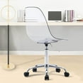 thumbnail image 6 of HOMEFUN Clear Desk Chair, Acrylic Rolling Armless Vanity Swivel Height Adjustable Ghost Molded Plastic Home Office Chairs with Wheels, Clear, 6 of 7