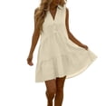 thumbnail image 3 of Horkkom Mini Dresses for Women Summer V Neck Solid Color Sleeveless Dress Beach Vacation Sundresses, S-2XL, 3 of 6