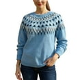 thumbnail image 2 of Stralyhd Women Sweaters Retro Fair Isle Sweater Knit Lightweight Boho Long Sleeve Pullover Tops Casual Loose Crewneck Cropped Pullover Tops Sky Blue L, 2 of 4
