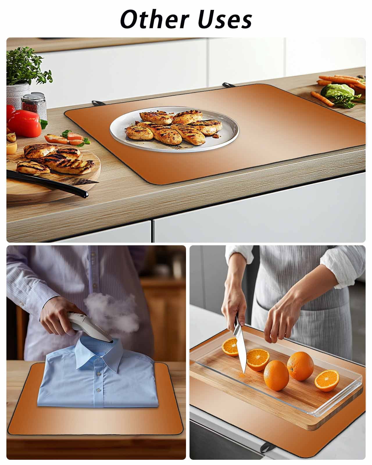 Stove Top Covers for Electric Stove, Burnt Orange Ombre Glass Stovetop Cover Protector, Modern Gradient Abstract Art Induction Cooktop Protector Oven Mat for Kitchen Countertop 36"x21"