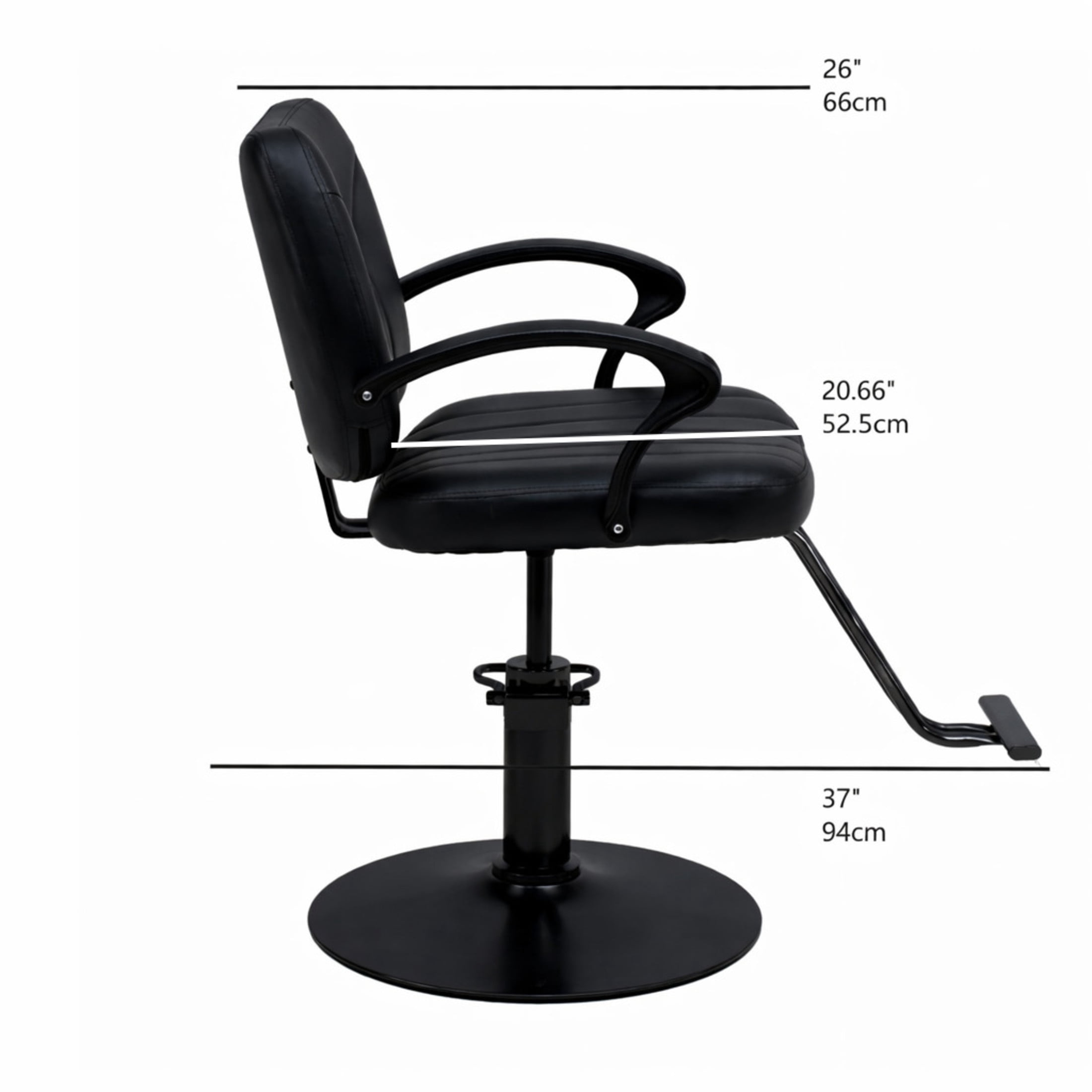 Noble House Hydraulic Barber Styling Chair with PU Upholstery, Adjustable Height, Black