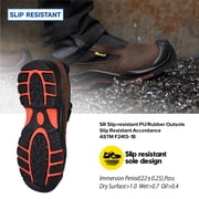 SAFETOE Men's Slip On Work Shoes Low Height Composite Toe Cow Leather Safety Shoes Lightweight Comfortable Sneakers for Industrial