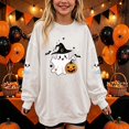 thumbnail image 3 of DJDLJWCJ Girls Halloween Fleece Sweatshirt Long Sleeve Crew Neck Oversized Graphic Pullover Kids Fall Casual Halloween Sweatshirts White Size 13, 3 of 7