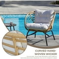 thumbnail image 4 of Grand Patio Boho 5-Piece Wicker Outdoor Conversation Sets with Loveseat and 2 Coffee Tables, Black/Beige, 4 of 8