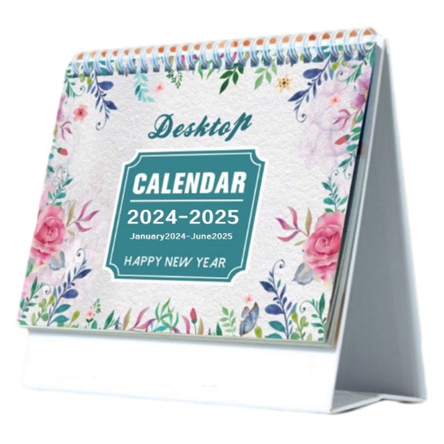Calendario de escritorio 2024-2025, de enero de 2024 a junio de 2025, calendario de escritorio plegable de pie, calendario de escritorio mensual con encuadernación de doble alambre y anillo