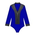 thumbnail image 5 of Linjinx Men's Jazz Latin Dance Leotard Shiny Rhinestones Long Sleeve Figure Skating Performance Blue M, 5 of 7