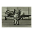 thumbnail image 1 of Vintage Airplane Cutting Board, Brunette Young Woman Hugging a Pilot Historical Aircraft Homecoming Image Print, Decorative Tempered Glass Cutting and Serving Board, Small Size, Sepia, by Ambesonne, 1 of 1