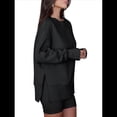 thumbnail image 3 of Sudaderas Oversize para Mujer, Cuello Redondo, Larga, Informales, Holgadas, con Aberturas, para Otoño Negro M, 3 of 9