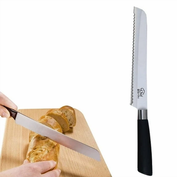 8 Inch Bread Knife Serrated Slicing Stainless Steel Carving Blade Sharp Kitchen