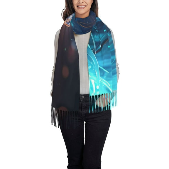 Gaeub Crystal Pattern White Horse Print Tassel Scarf,Wraps Scarves for Women,Winter Scarf,Cold Weather Shawls,Ideal for Travel