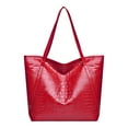 thumbnail image 1 of Faraee Grand Sac Fourre-Tout pour Femmes à Fermeture Éclair en Cuir Sacs de Fin de Semaine Sac Bandoulière Cabas Sac à Main Sac de Voyage Rouge, 1 of 4