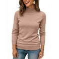 thumbnail image 4 of Dwralegc Orange Turtleneck Women Sweaters Wool Oversized Knitted Pullover Warm Soft Hem Fall Winter Sweater Light Brown M, 4 of 5